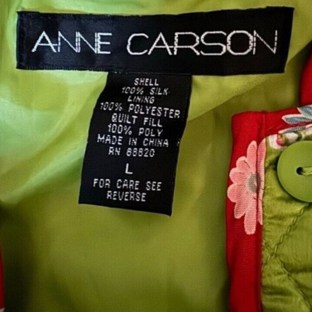 Anne Carson 100% Silk Quilted Jacket, Size Large - Picture 3 of 13